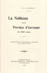 La noblesse de la province d'Auvergne au XVIIIe