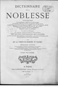 DICTIONNAIRE DE LA NOBLESSE VOL 4