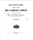 DICTIONNAIRE GENEALOGIQUE ET HERALDIQUE DES FAMILLES DU ROYAUME DE BELGIQUE