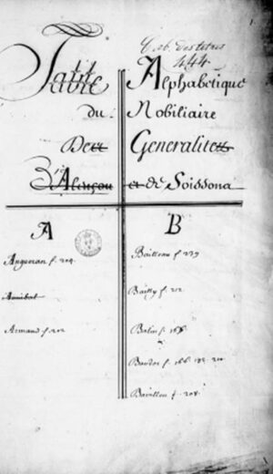 RECHERCHE DE LA NOBLESSE DE LA GENERALITE DE SOISSONS ET D'ALENCON