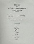 RECUEIL DES ACTES D'HENRI LE LIBERAL, COMTE DE CHAMPAGNE