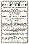 NOUVEAU CALENDRIER DU TRES ILLUSTRE ORDRE EQUESTRE DE BAVIERE DE SAINT MICHEL ARCHANGE POUR L'AN DE NOTRE SEIGNEUR MDCCLXVII